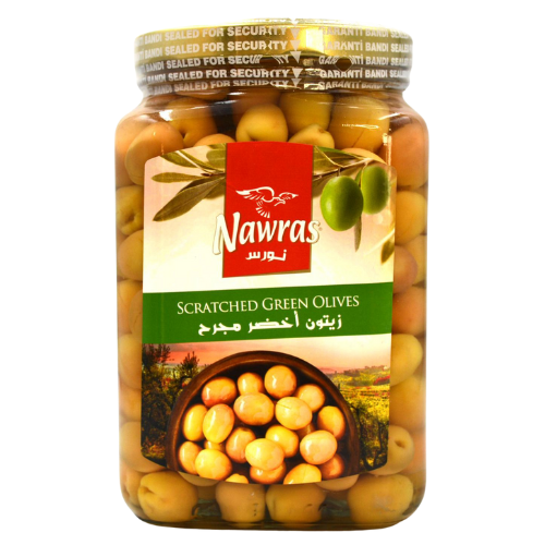 D - NAWRAS SCRATCHED GREEN OLIVES 6X900G				