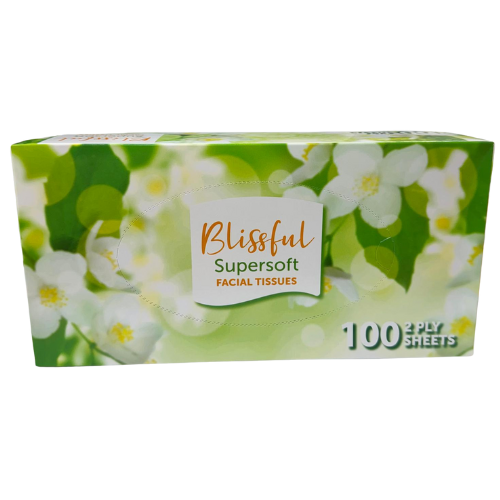 YW3 - BLISSFUL SUPERSOFT FACIAL TISSUES 100 2Ply sheets 1X24