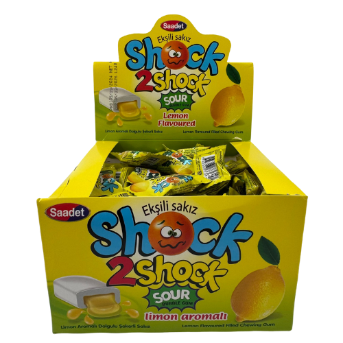 FE5-SHOCK BUBBLE GUM - SOUR LEMON FLAVOUR 100PCS 1X1