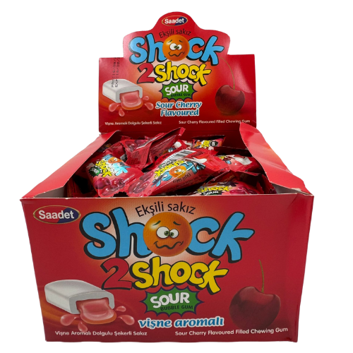 FE5-SHOCK BUBBLE GUM - SOUR CHERRY FLAVOUR 100PCS 1X1