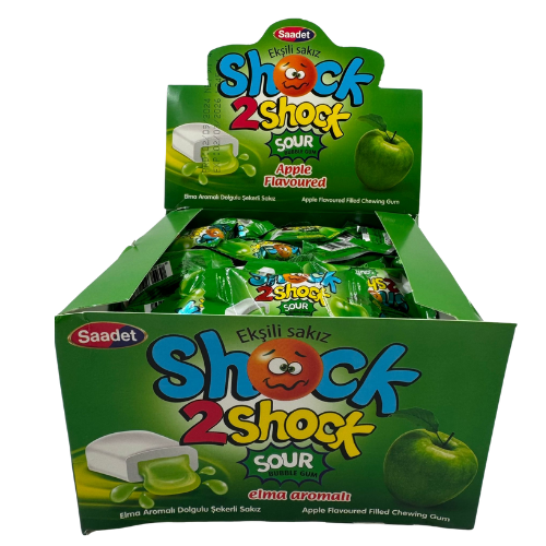 FE5-SHOCK BUBBLE GUM - SOUR APPLE FLAVOUR 100PCS 1X1