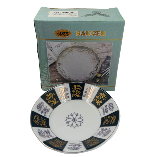 YC4 -TS-CERAMIC SAUCER WHITE & BLACK (XGN04)- (1x6pcs)x6 