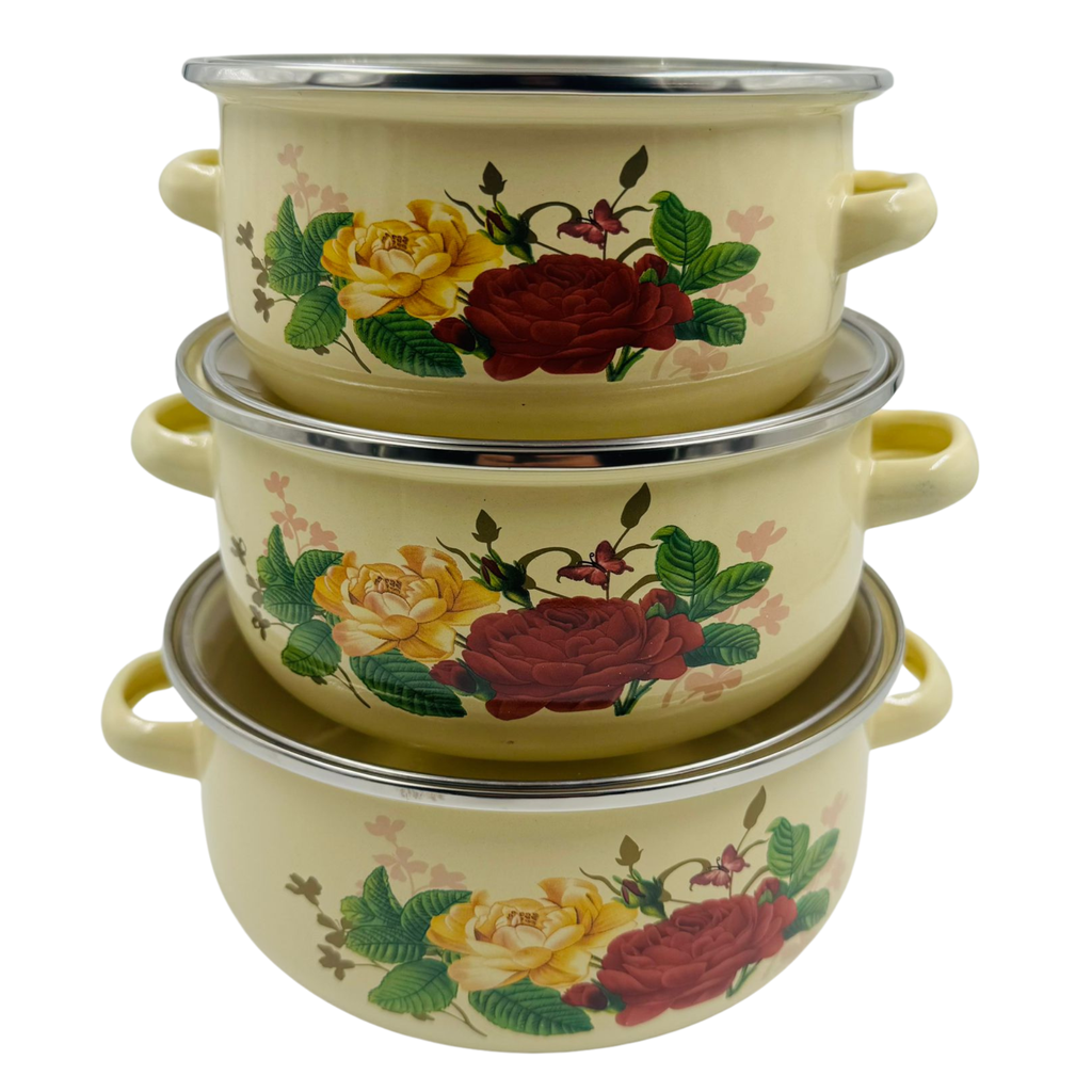 YD1 - CASSRROL ENAMEL SET 3 pcs  (18,20,22cm) 1x1