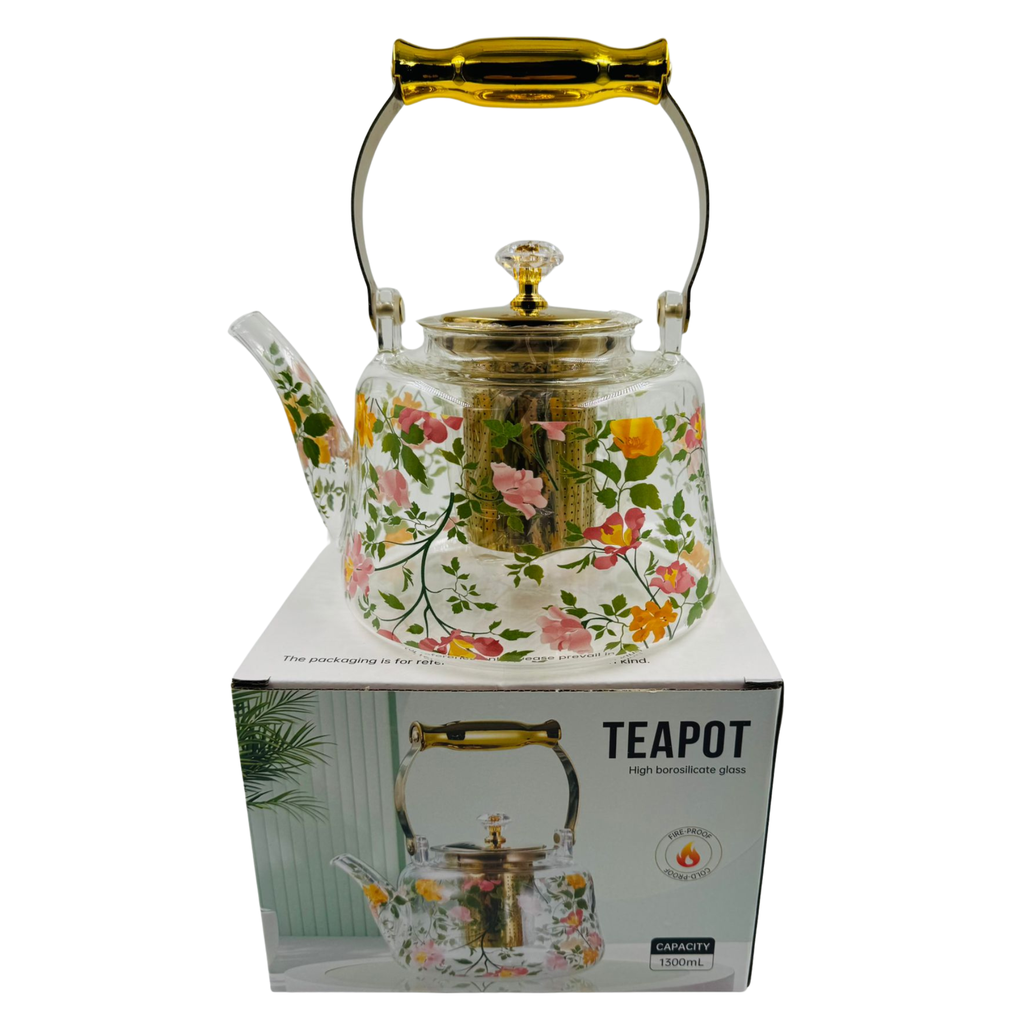 YC4 - TEA POT HIGH GLASS 1300ML (JD-3) - 1X6 