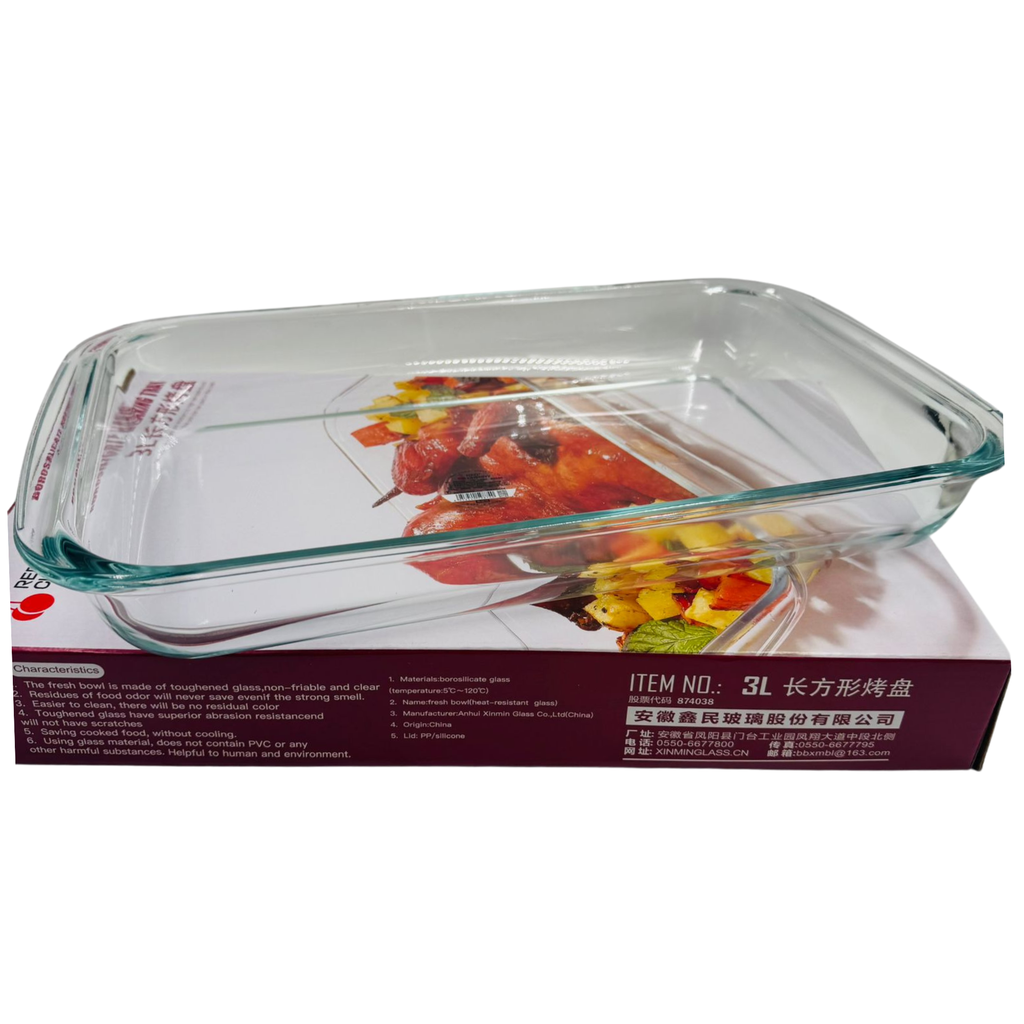 YC7 -RED CHERRY BOROSILICATE BAKING TRAY (3LT) -1x1 