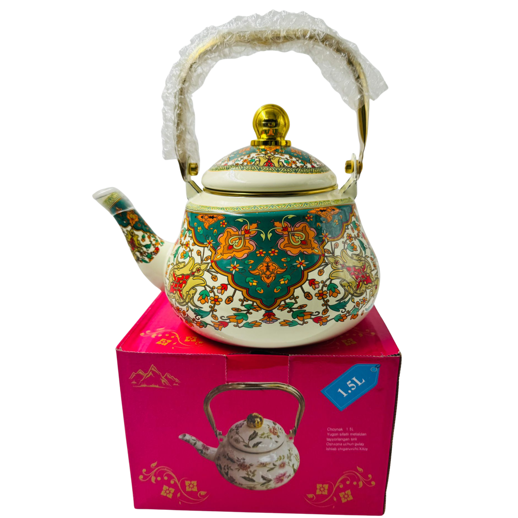 YD2 - ENAMEL PEAR TEA POT 1.5LTR (long-3)  - 1X1 