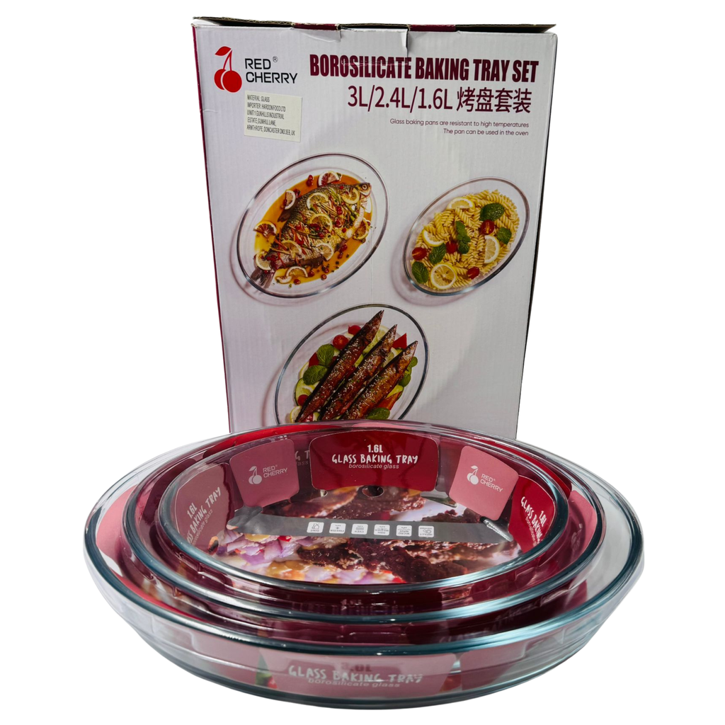 YC7 -RED CHERRY BOROSILICATE BAKING TRAY (KPT-01) (3PC) -1x1 