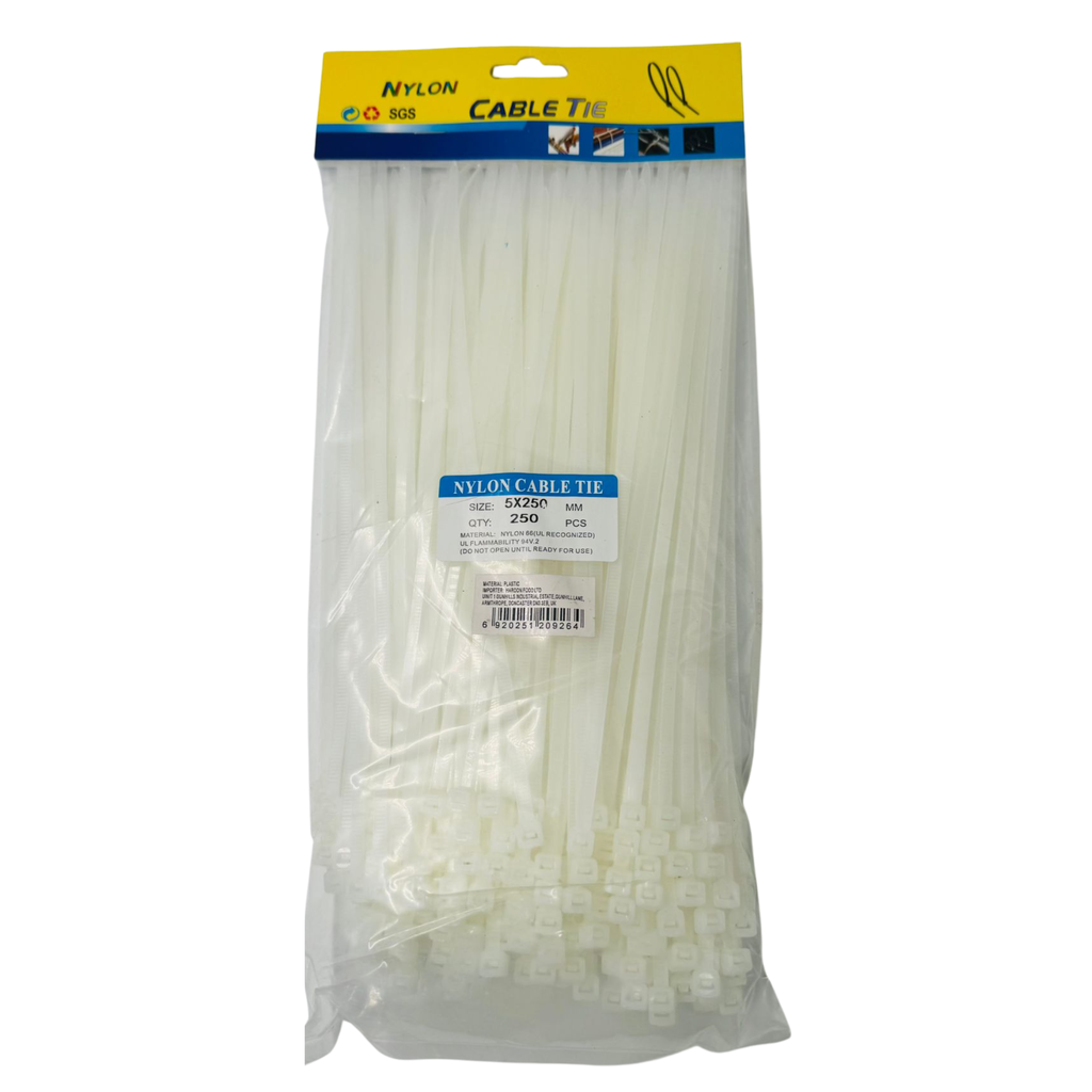 ZZ1-RS-CABLE TIES WHITE(250PC) (LF-26) - 1X1  