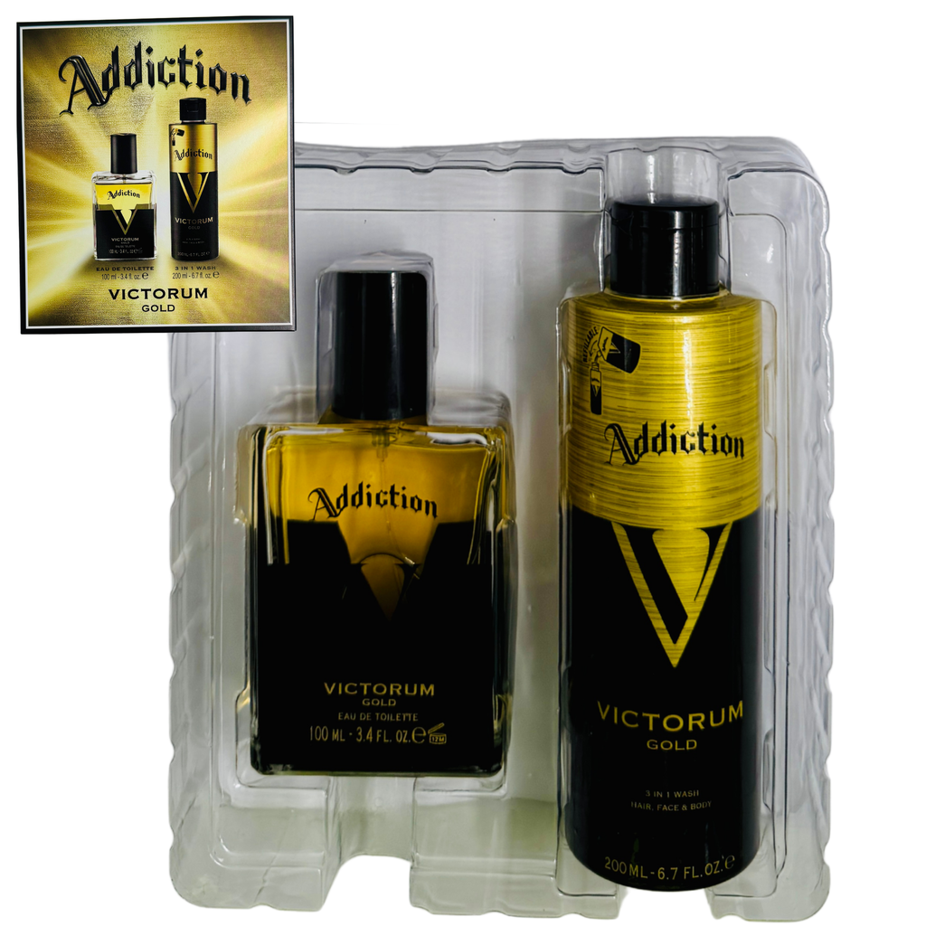 Y0-ADDICTION VICTORIUM GOLD GIFT SET EDT 100ML+3 IN 1 WASH 200ML 1X6