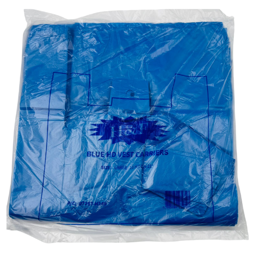 [YY4-10527] YY4- HAROON - BLUE HD VEST CARRIER BAGS LARGE 11×17×21" P/C: 07267 - H149 BUY 10 GET 1 FREE