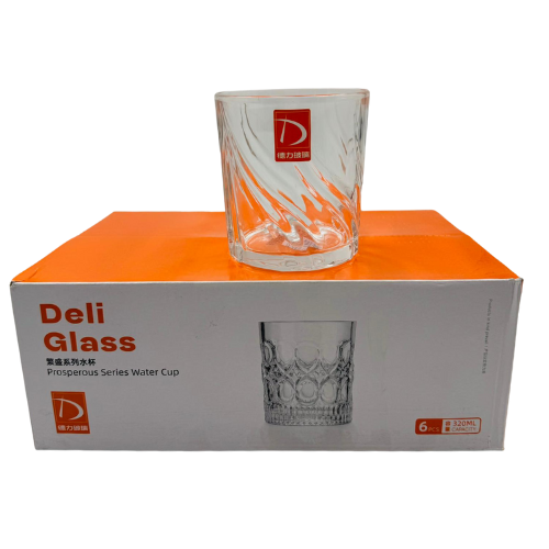 [YC2-14019] YC2 -W- DELI GLASS WATER CUP 320ml (TK501-1D) 1x8