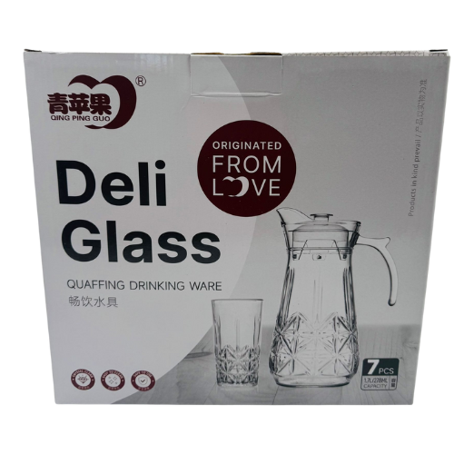[YC5-14059] YC5 - DELI GLASS JUG & GLASS 7PCS (YZH35/L7) 1X8