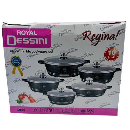 [YC7-14091] YC7 - ROYAL DESSINI MARBLE COOKING SET 10pcs (20,24,28cm) (RD-JE02) - 1x1 
