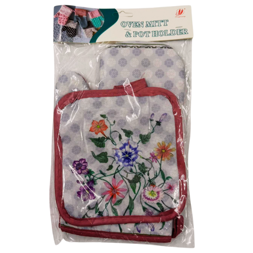 [YY0-14104] YY0- OVEN MITTEN & POT HOLDER(LJW09)-1x6 