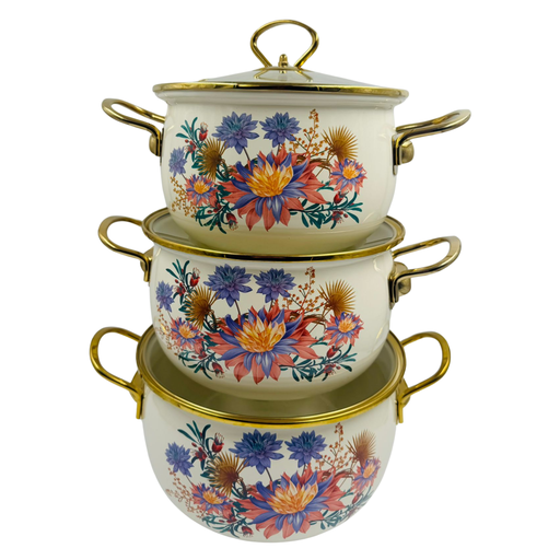 [YD1-19179] YD1 - ENAMEL SOUP POT SET (20/22/24cm) (long-29) 3PC - 1x1