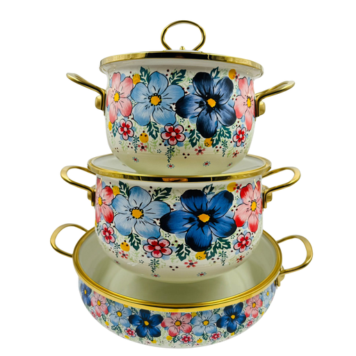[YD1-19180] YD1 - ENAMEL SOUP POT SET (20/24/30cm) (long-28) 3PC - 1x1 