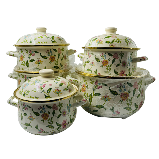 [YD1-19181] YD1 - ENAMEL SOUP POT SET (18/20/24/26/28 cm) (Long-21,24,25,26,27) 5PC - 1x1 