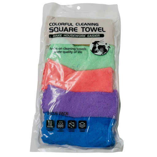 [YY-19256] YY- COLOURFUL CLEANING- SQUARE TOWEL CLEANING (5PC) (30x30cm) -1x6 